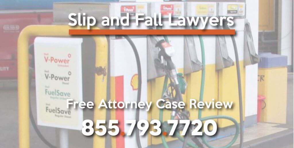 gas pump malfunction slip and fall lawyer incident sue compensation