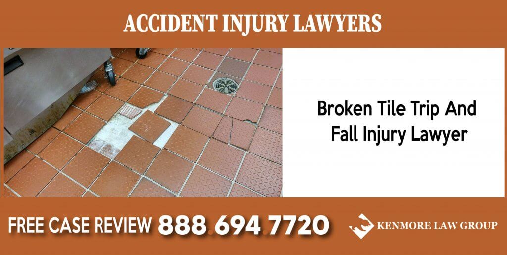 Broken Tile Trip And Fall Injury Lawyer attorney sue lawsuit compensation liability